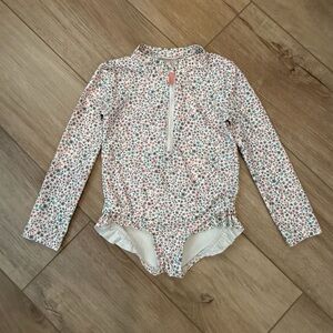 Girls Floral Long Sleeve Rashguard Size 4T